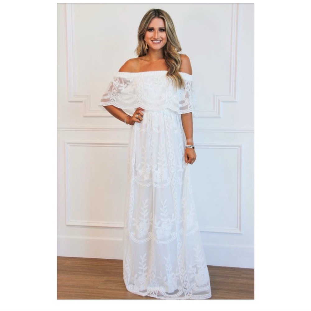White lace maxi dress